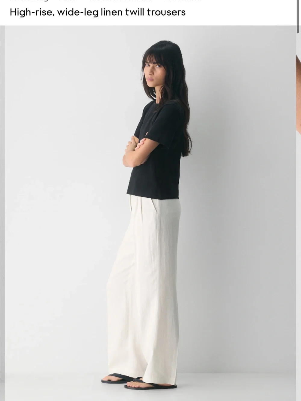 Aritzia White High-Rise Wide-Leg Linen Trousers